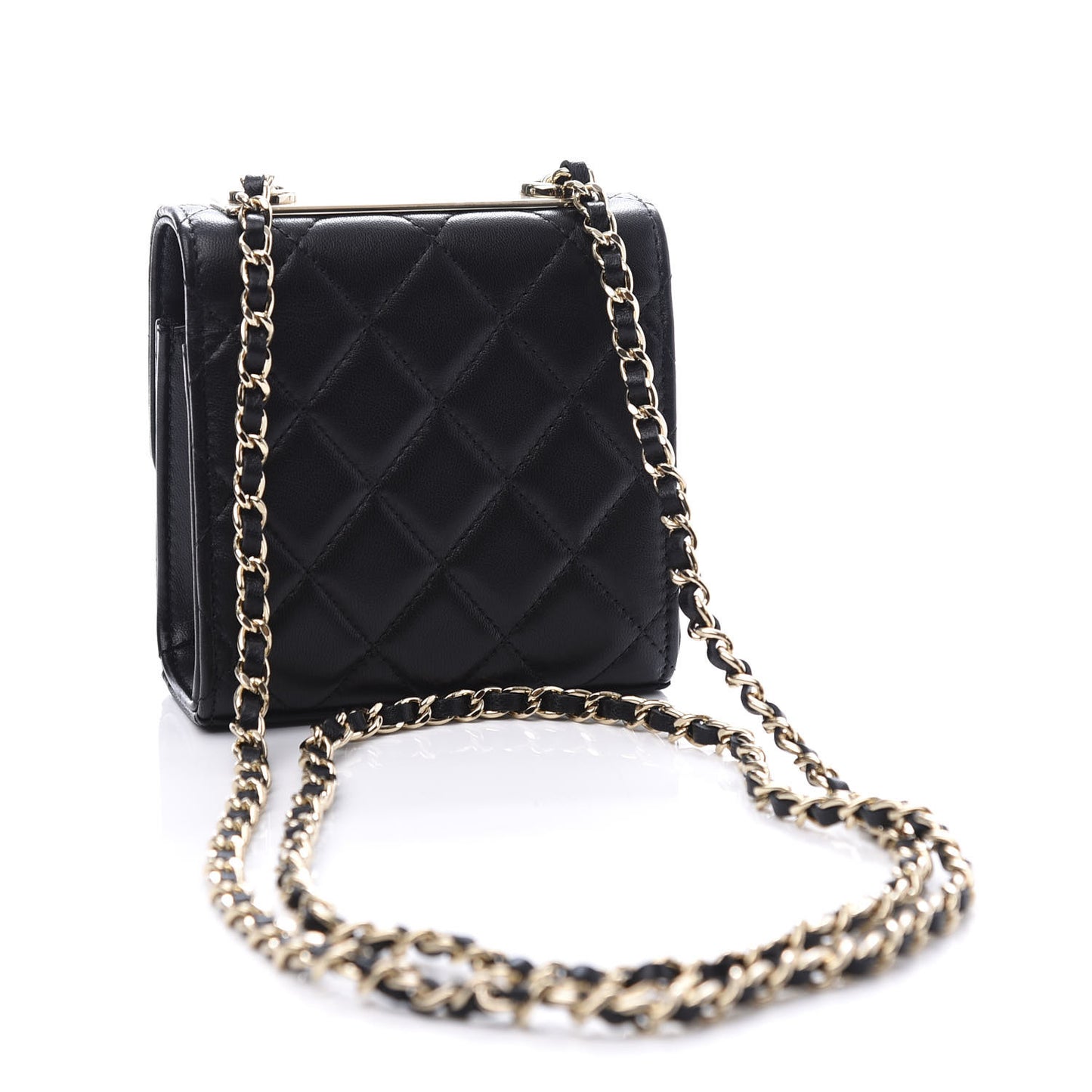 Lambskin Quilted Mini Trendy CC Chain Wallet Black
