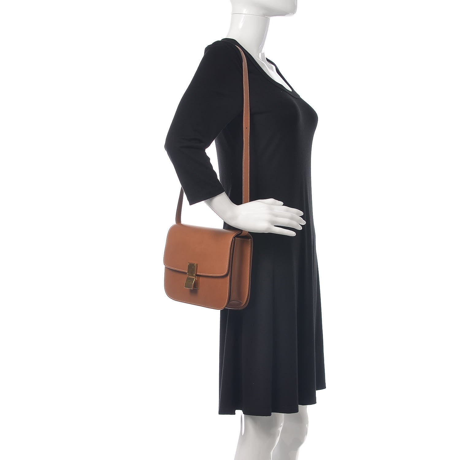 Celine Smooth Calfskin Medium Classic Box Flap Bag Camel 2 of 9