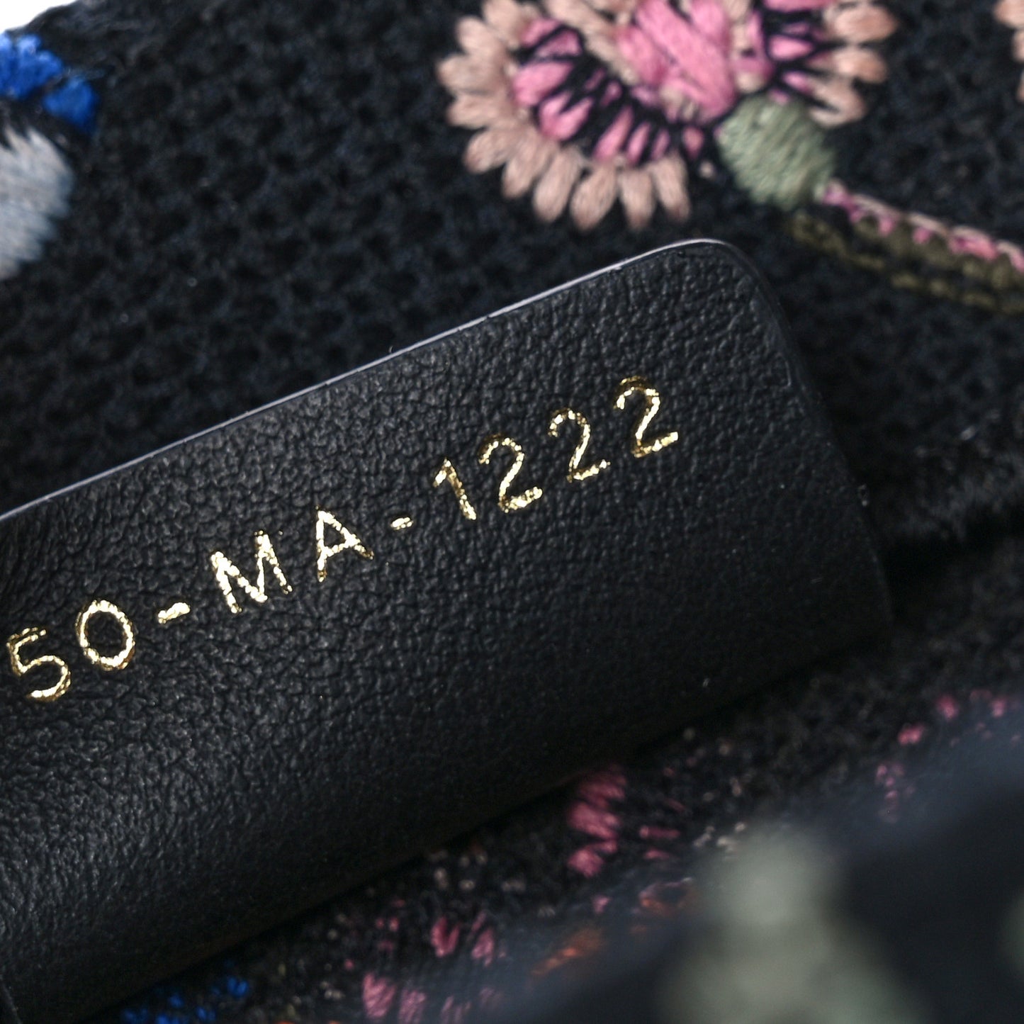 Raffia Embroidered Petites Fleurs Medium Book Tote Navy Blue Multicolor