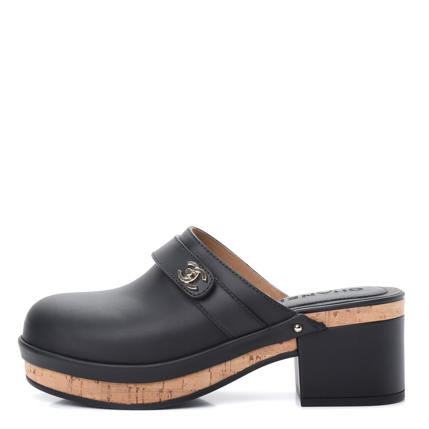 Calfskin CC Turn Lock Clogs 37 Black