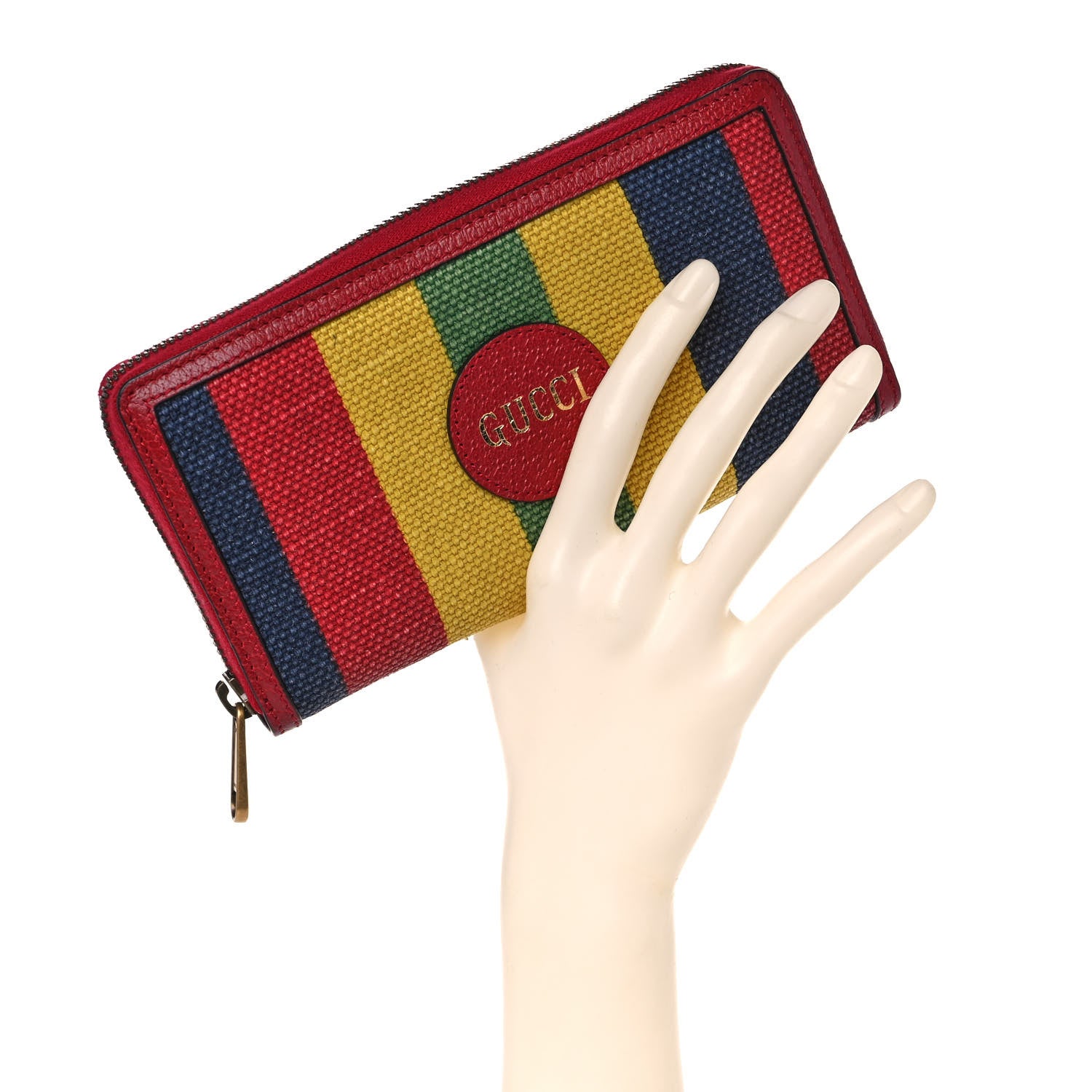 Gucci Canvas Marley Stripe Script Logo Gucci 100 Zip Around Wallet Multicolor 2 of 9