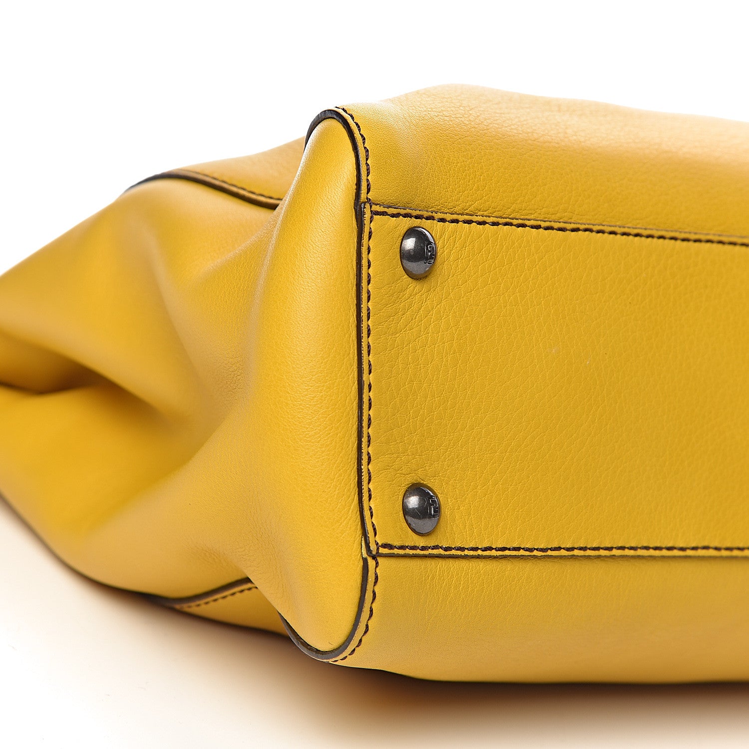Fendi Vitello Zucca Medium Peekaboo Iconic Satchel Yellow Tobacco 9 of 10