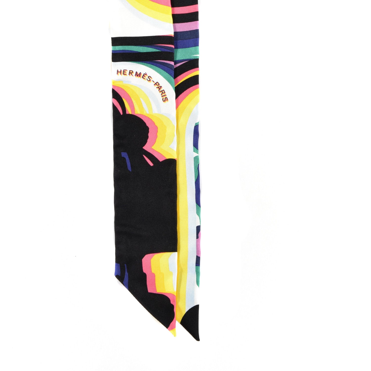 Hermes Silk Brides De Gala Shadow Twilly Black Jaune Multicolor 2 of 5