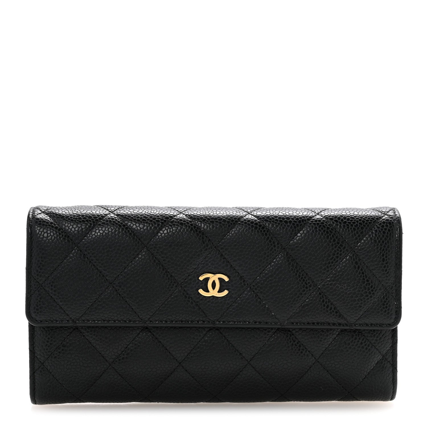 Chanel Caviar Quilted Large Gusset Flap Wallet Black 1 of 10