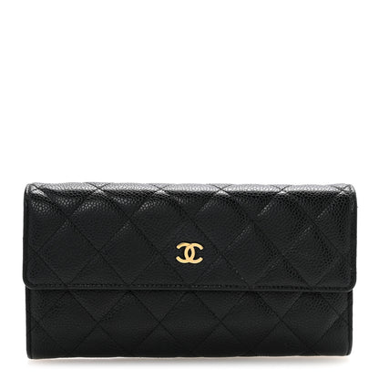 Chanel Caviar Quilted Large Gusset Flap Wallet Black 1 of 10