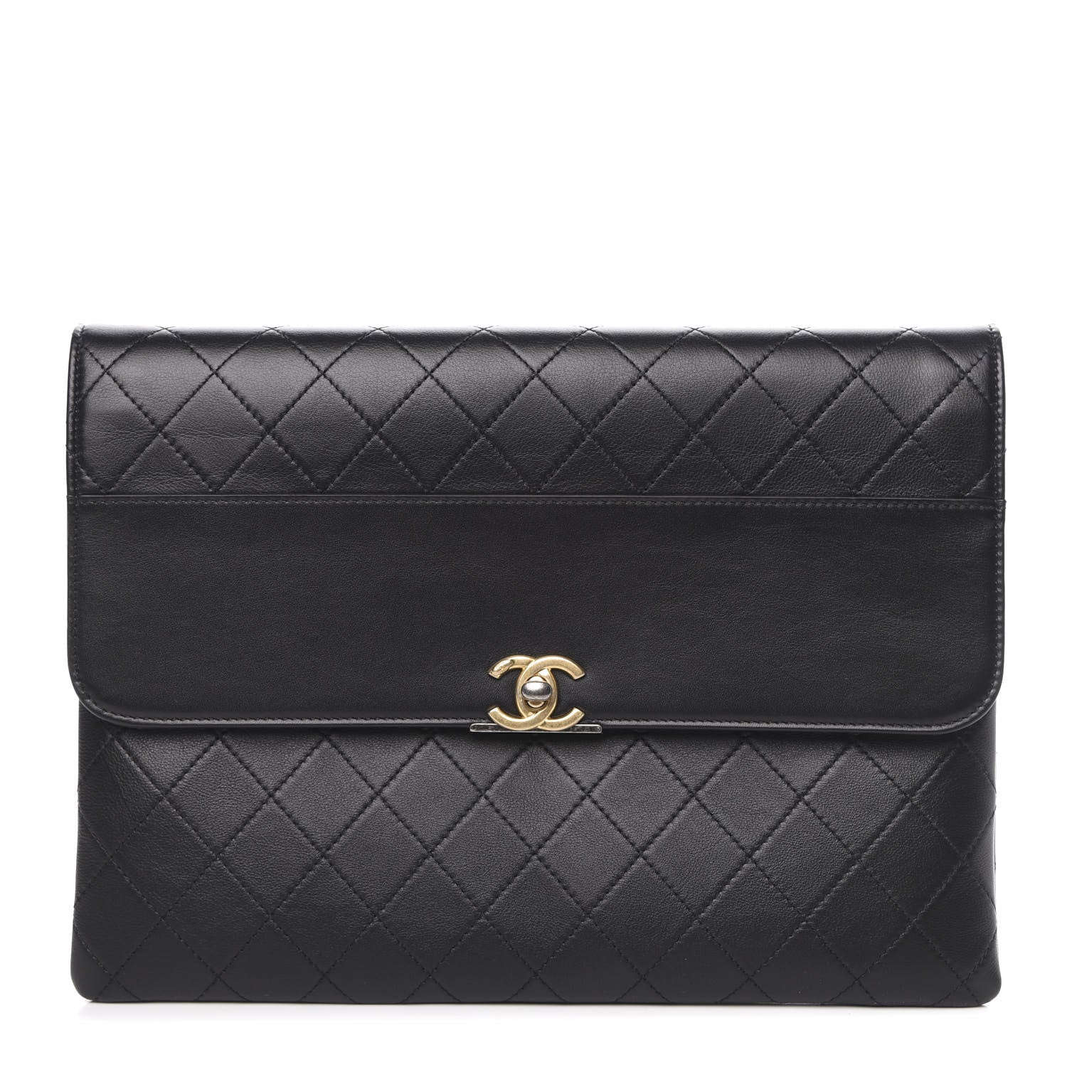 Chanel Calfskin Quilted CC Flap Clutch Black 1 of 11
