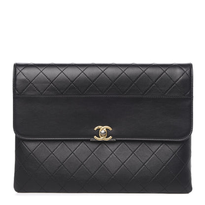 Chanel Calfskin Quilted CC Flap Clutch Black 1 of 11