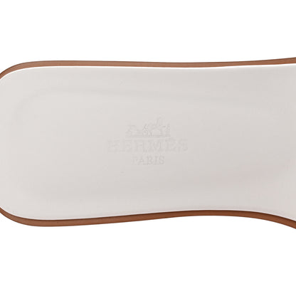 Hermes Box Calfskin Oran Sandals 38 White 7 of 9