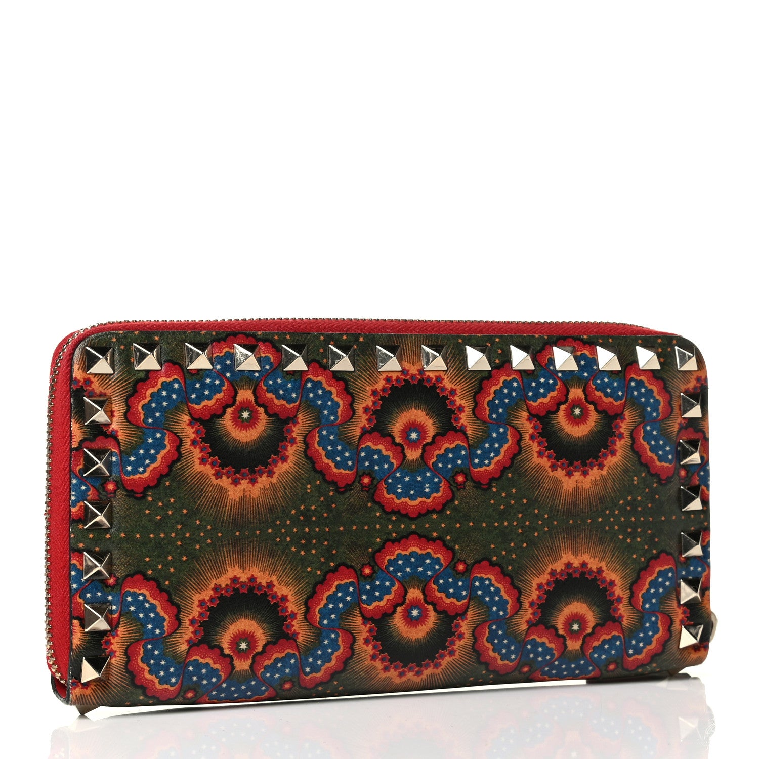 Valentino Garavani Canvas Enchanted Wonderland Rockstud Zip Around Wallet Rosso 2 of 6