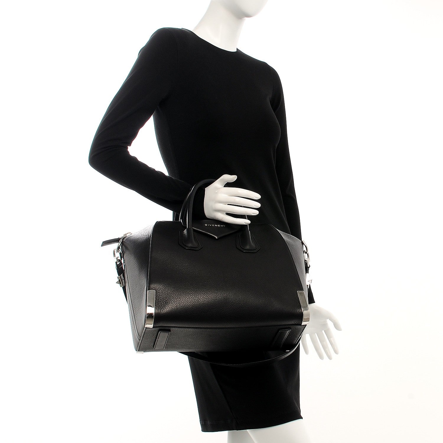Givenchy Calfskin Medium Silver Corners Antigona Black 3 of 9