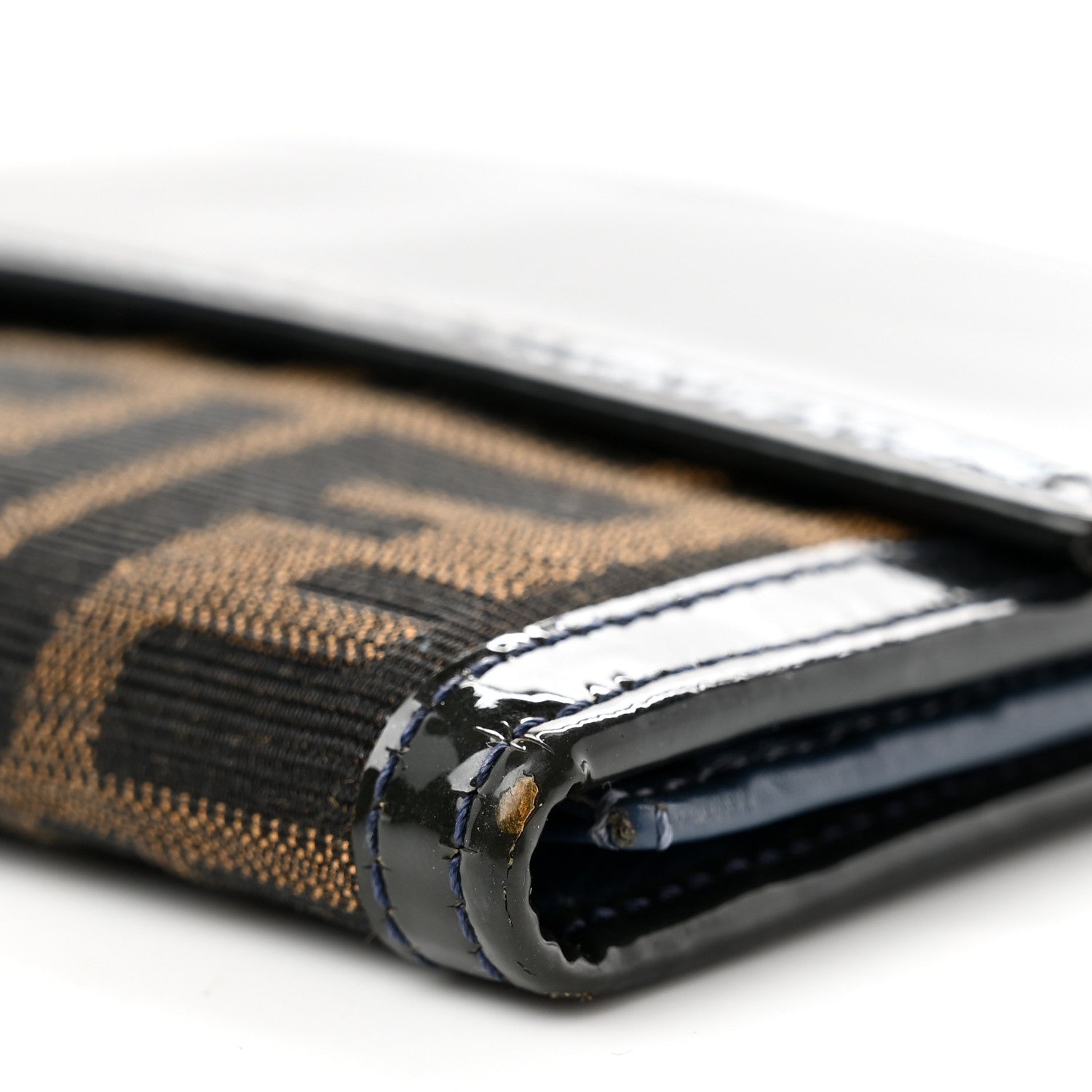 Fendi Zucca Patent Continental Wallet Tobacco Blue 9 of 9