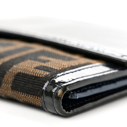 Fendi Zucca Patent Continental Wallet Tobacco Blue 9 of 9