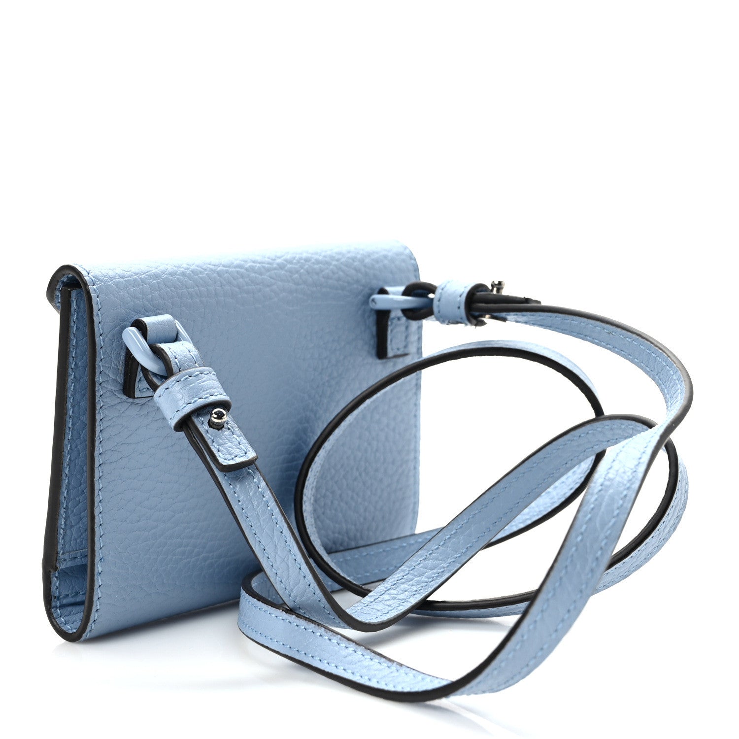 Gucci Dollar Calfskin Enamel Monochrome GG Marmont Envelope Strap Wallet Porcelain Light Blue 2 of 7