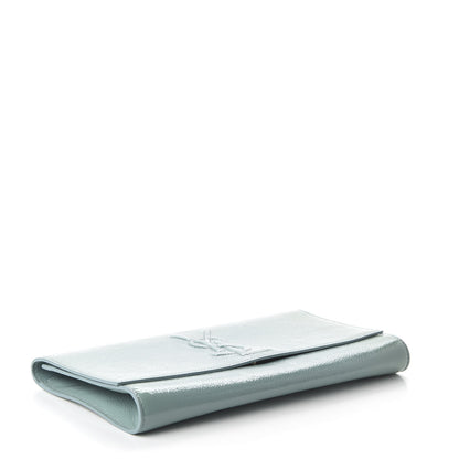 Saint Laurent Textured Patent Large Belle De Jour Clutch Light Blue 4 of 11