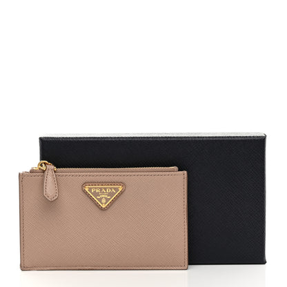 Prada Saffiano Triangle Zip Card Holder Cipria 8 of 8