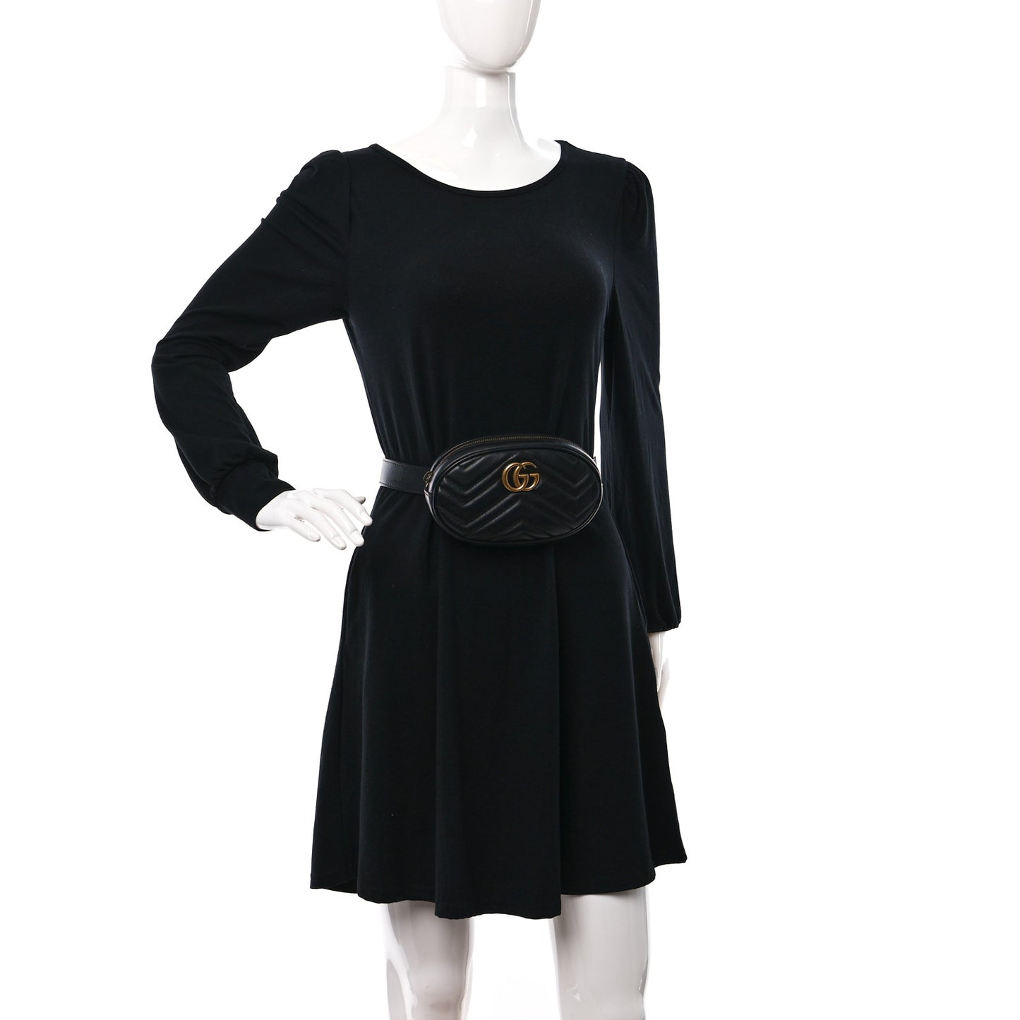 Calfskin Matelasse GG Marmont Belt Bag 85 34 Black