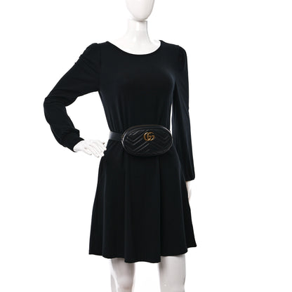 Gucci Calfskin Matelasse GG Marmont Belt Bag 85 34 Black 2 of 14
