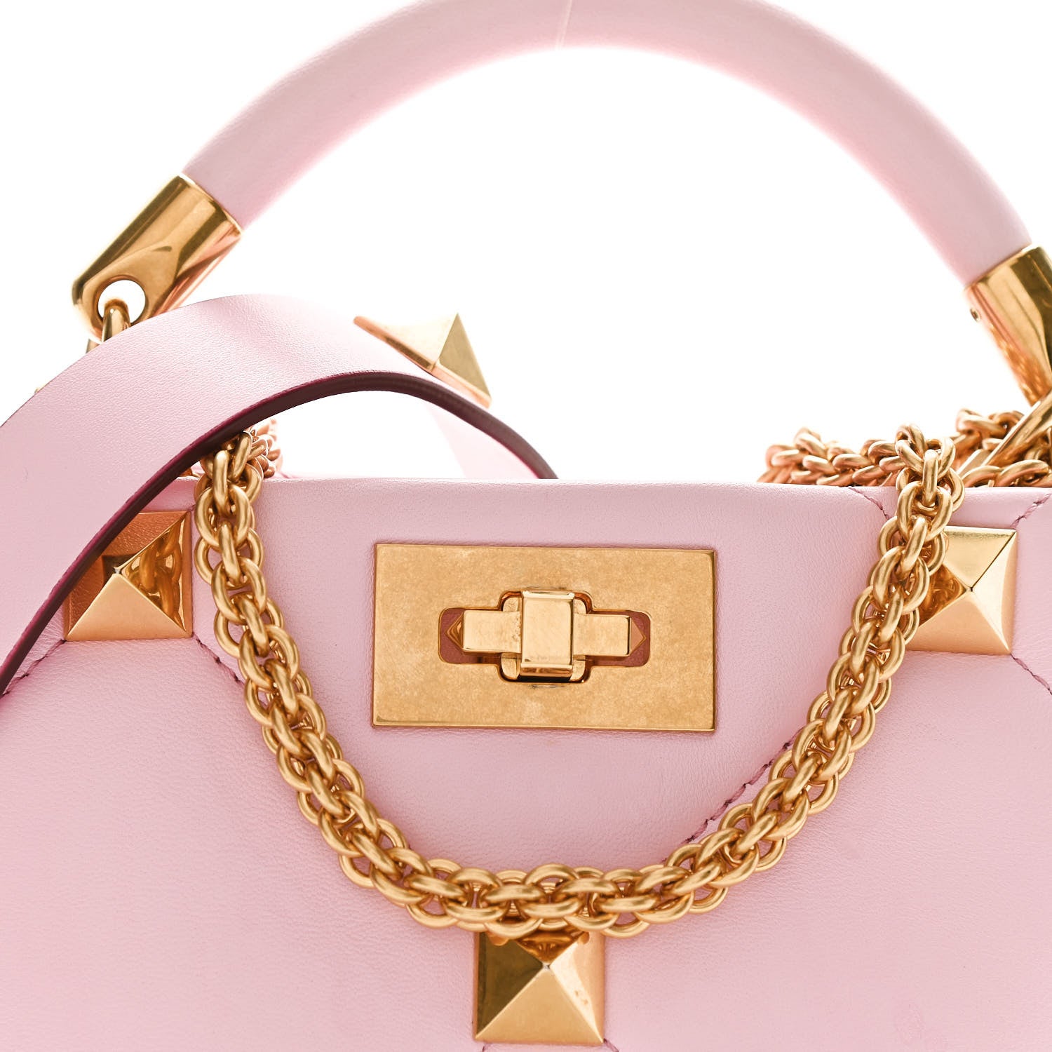 Valentino Garavani Nappa Mini Roman Stud The Handle Bag Pink Borealis 7 of 9