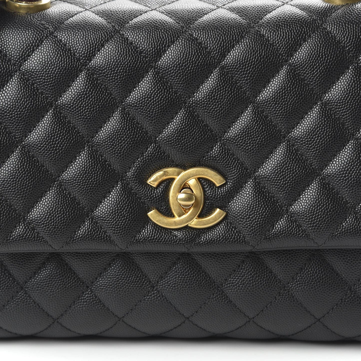 Caviar Lizard Quilted Small Coco Handle Flap Black