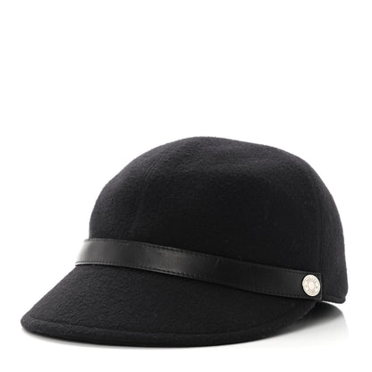 Hermes Cashmere Lambskin Cap 56 Black 1 of 9