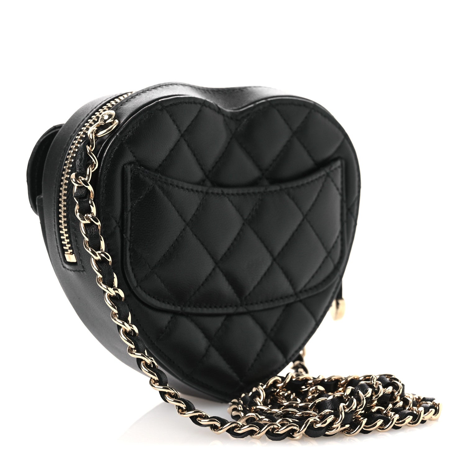 Chanel Lambskin Quilted CC In Love Heart Clutch With Chain Black 3 of 12
