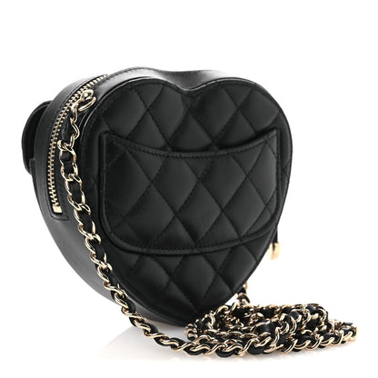 Chanel Lambskin Quilted CC In Love Heart Clutch With Chain Black 3 of 12