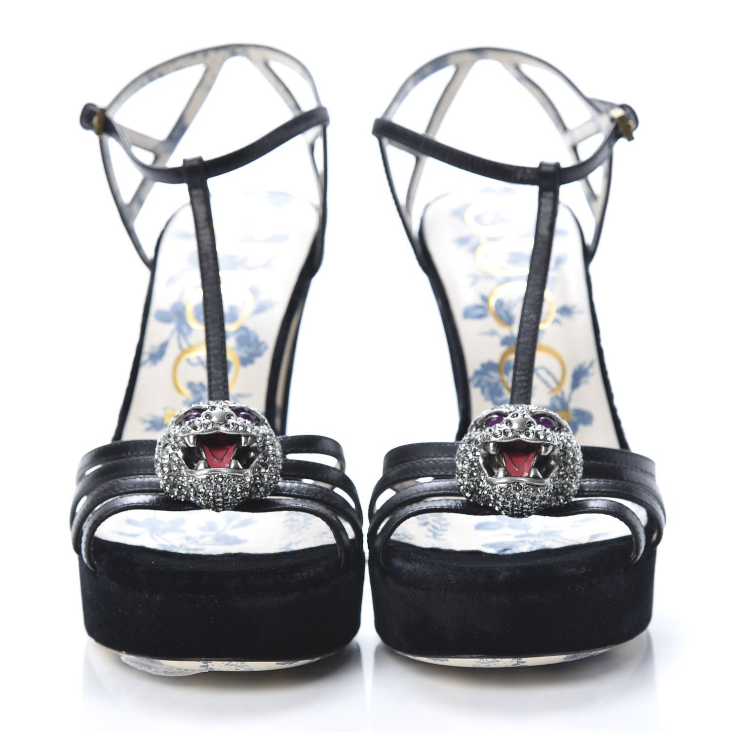 Velvet Malaga Kid Elias T-Strap Platform High Heel Sandals 35.5 Black