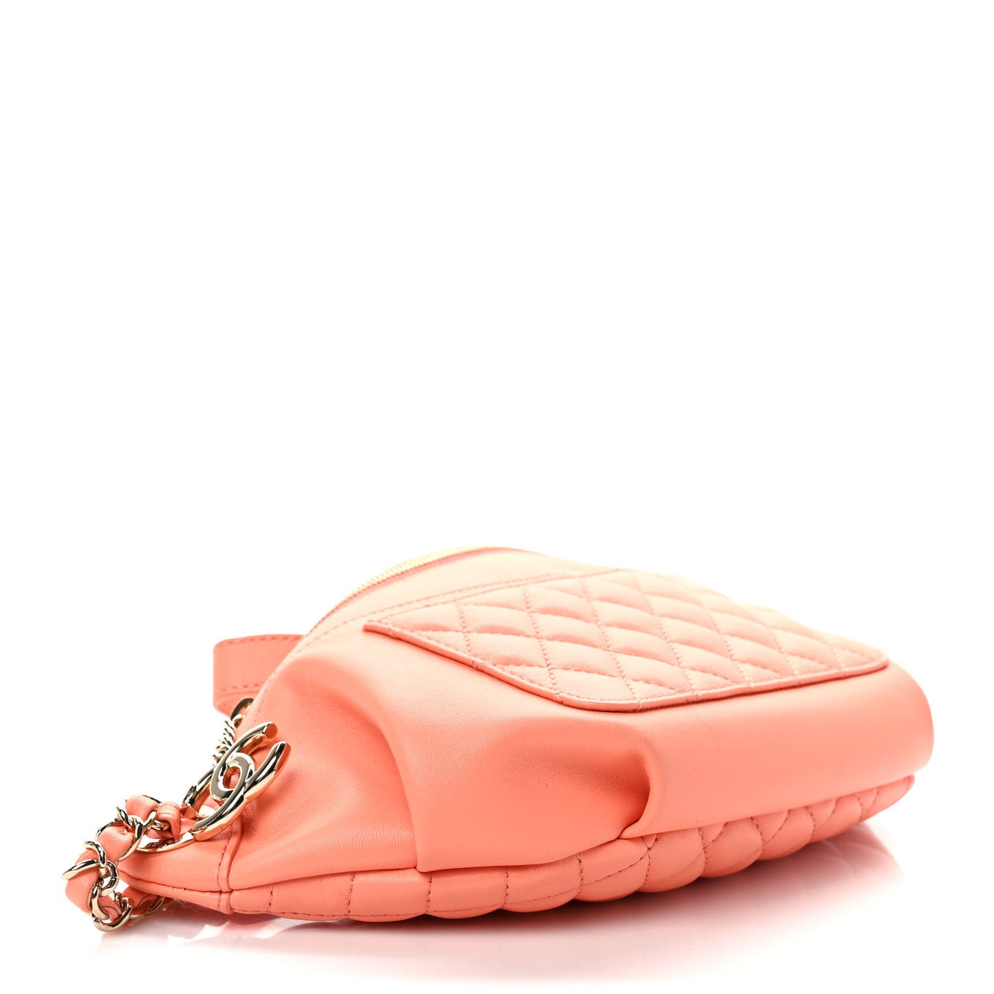Lambskin Quilted Bi Waist Bag Fanny Pack Orange
