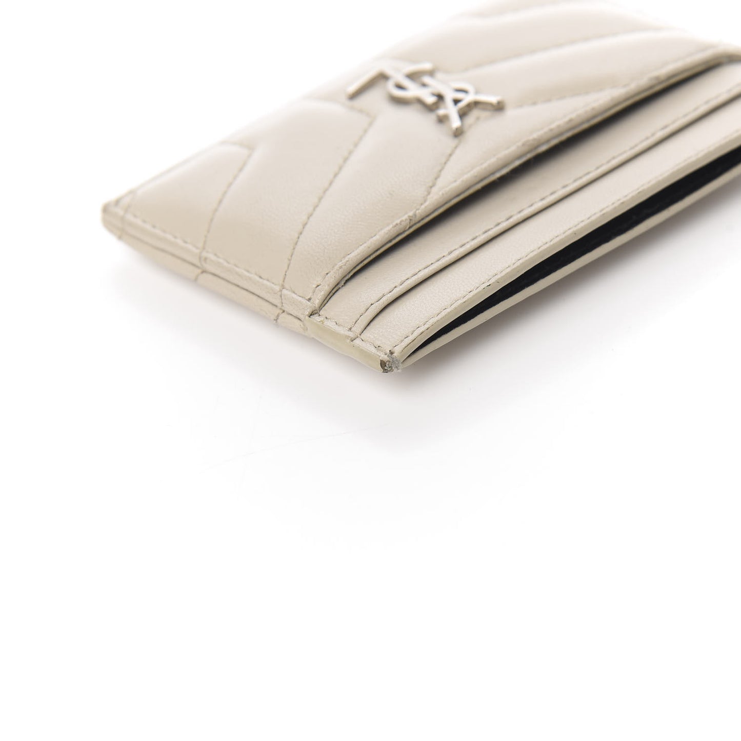 Calfskin Y Quilted Monogram LouLou Credit Card Case Ivory