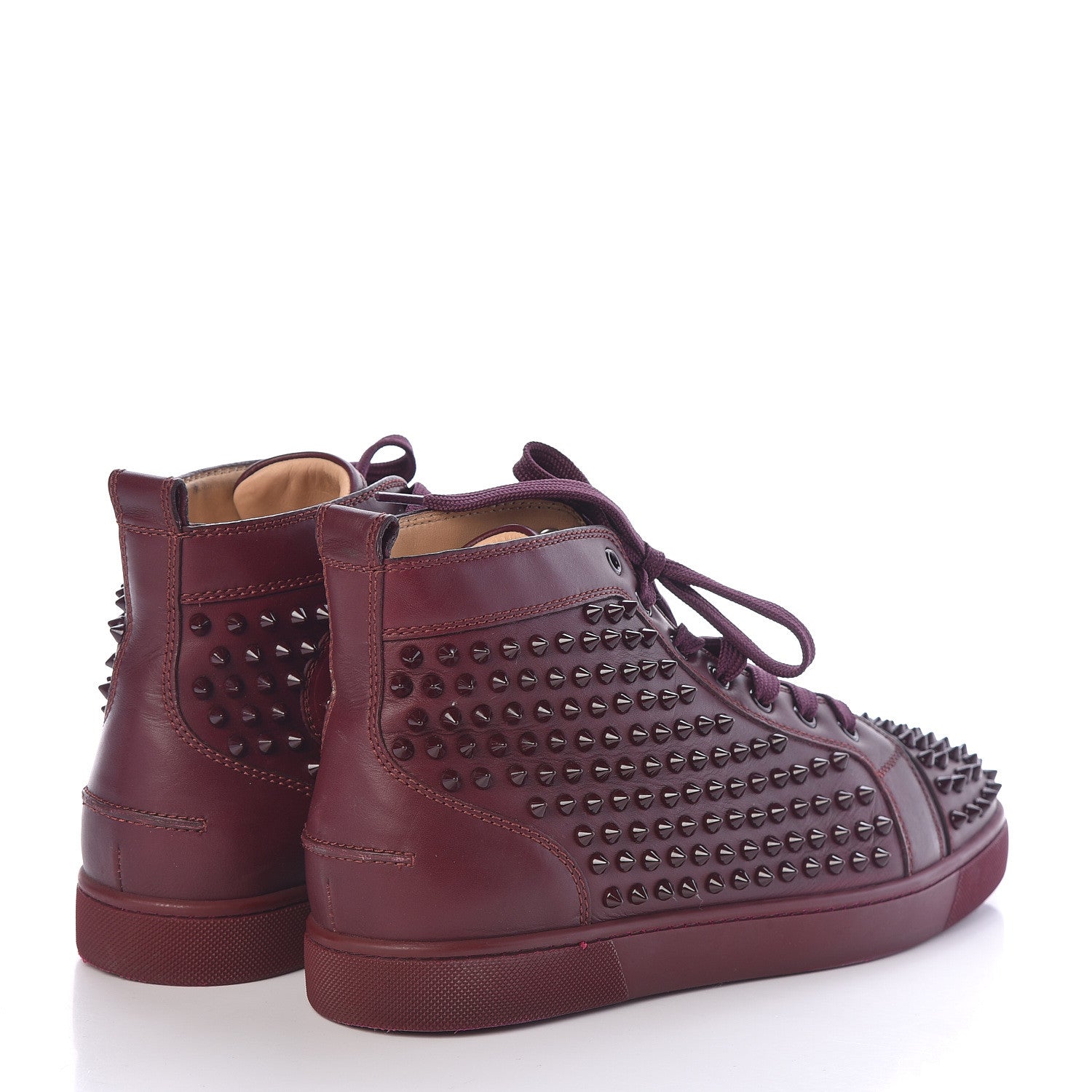 Christian Louboutin Calfskin Mens Louis Spikes Flat Sneakers 43 Lie De Vin 4 of 11