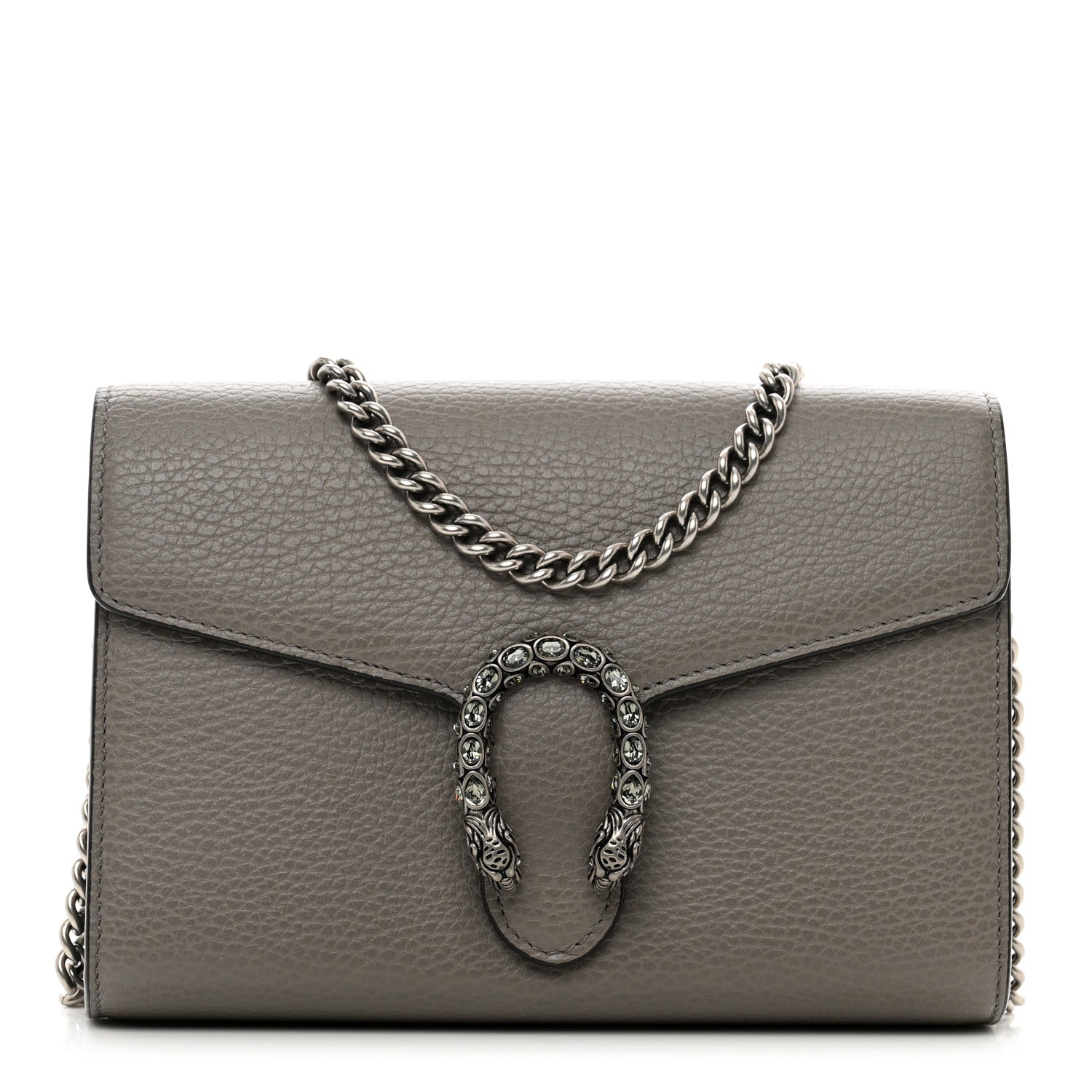 Gucci Dollar Calfskin Crystal Mini Dionysus Chain Wallet Dusty Grey Black Diamond 1 of 10