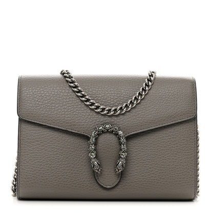 Gucci Dollar Calfskin Crystal Mini Dionysus Chain Wallet Dusty Grey Black Diamond 1 of 10
