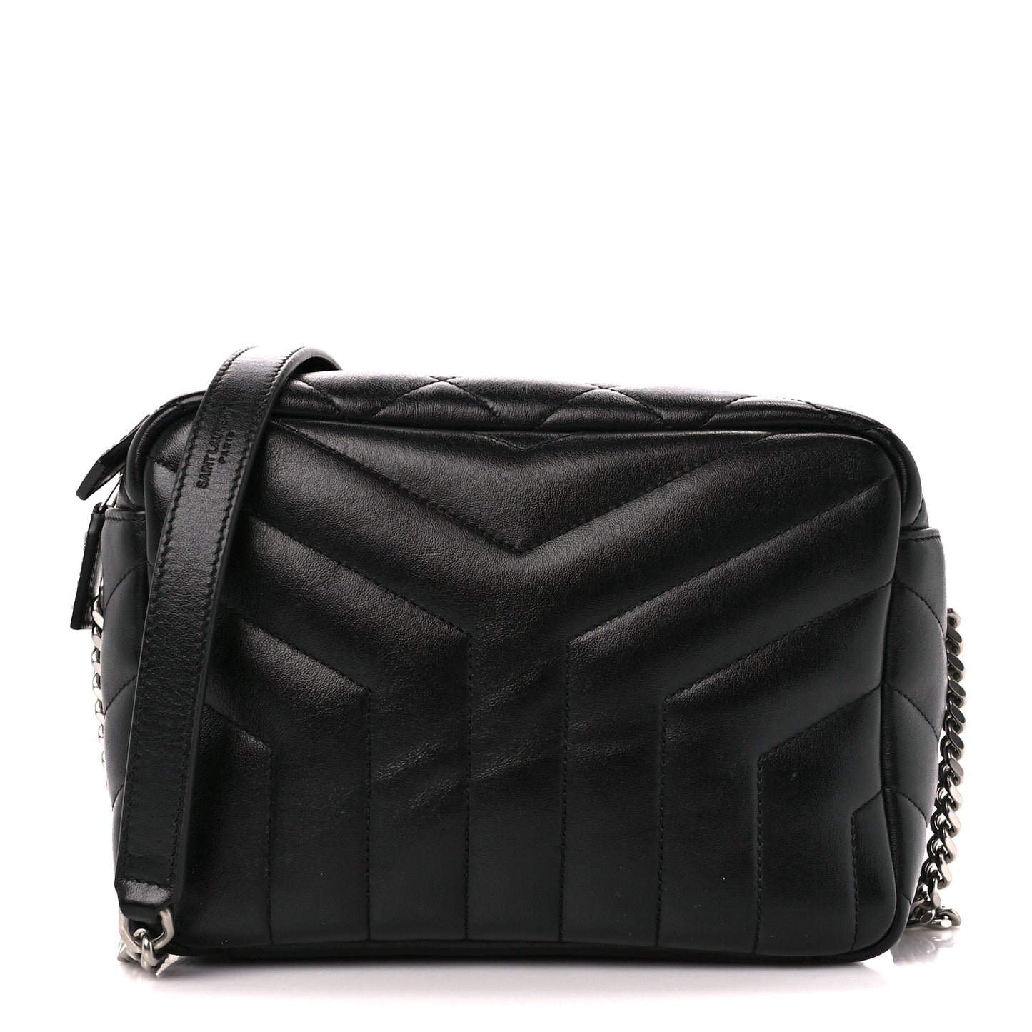 Calfskin Y Quilted Monogram Small Loulou Bowling Bag Black