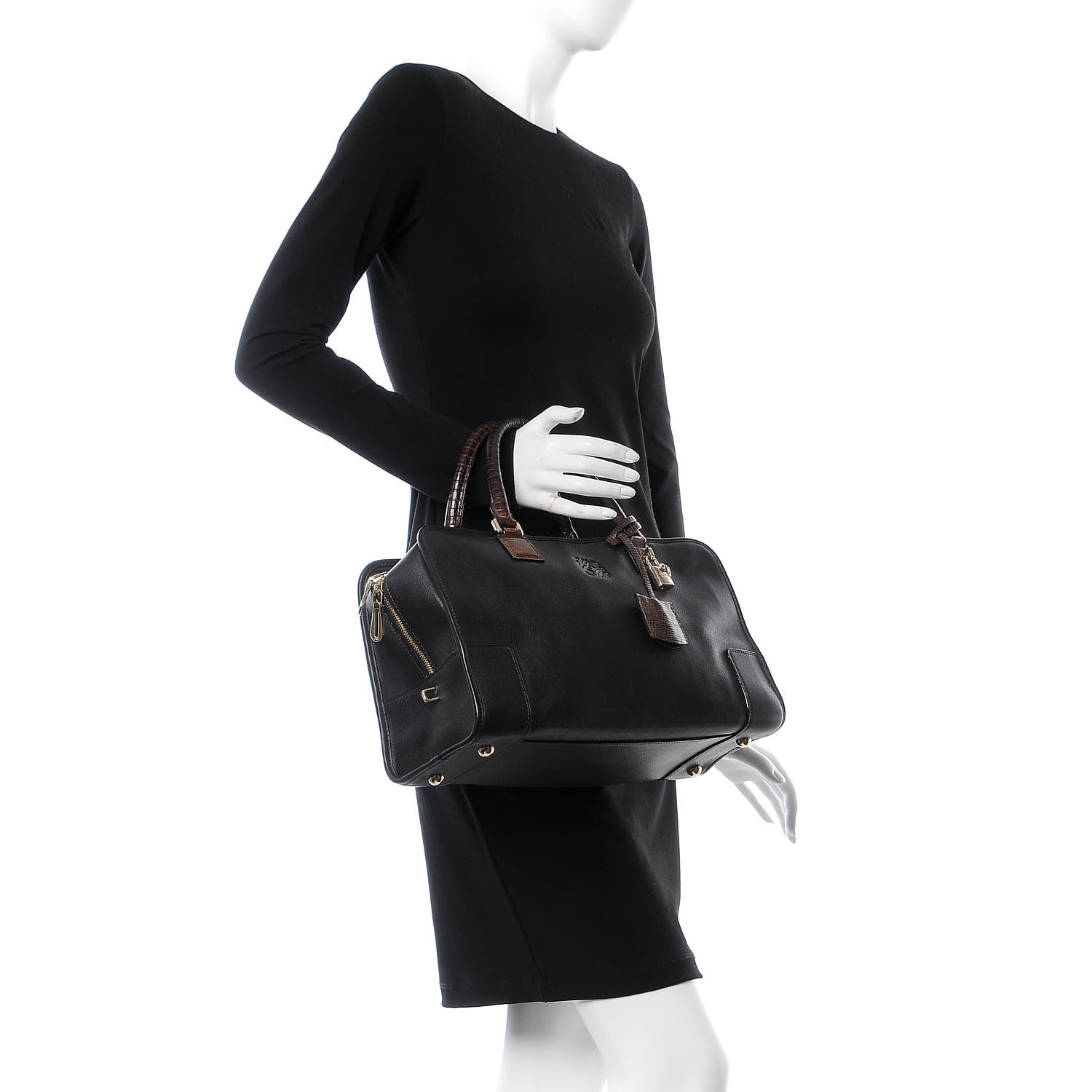Loewe Calfskin Lizard Amazona Black Brown 2 of 7