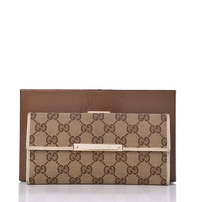 Gucci Monogram Metal Bar Continental Flap Wallet Off White 8 of 8