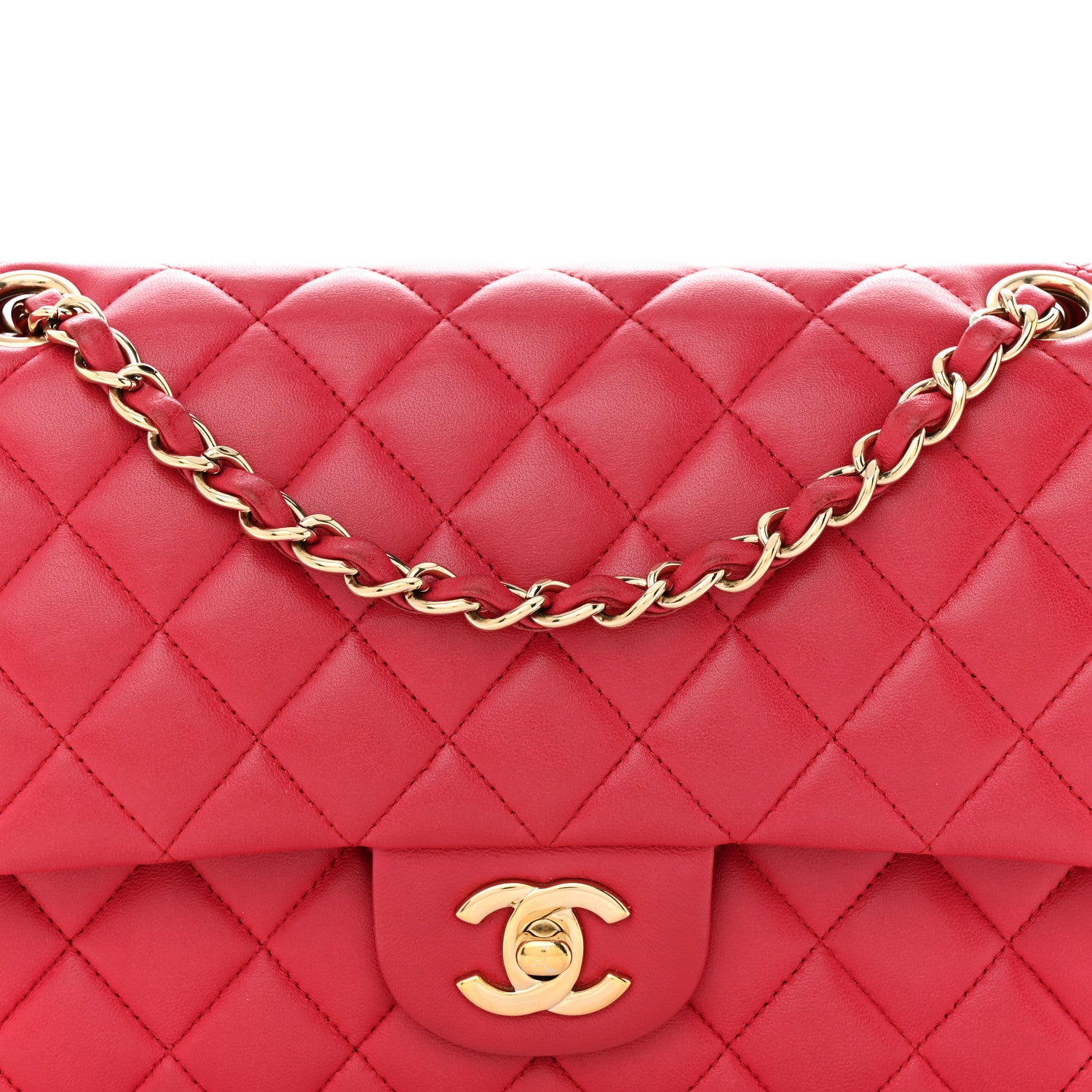 Chanel Lambskin Quilted Medium Double Flap Dark Pink 8 of 13