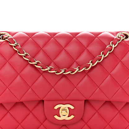 Chanel Lambskin Quilted Medium Double Flap Dark Pink 8 of 13