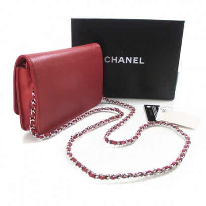 Chanel Caviar Wallet on Chain Red 3 of 10