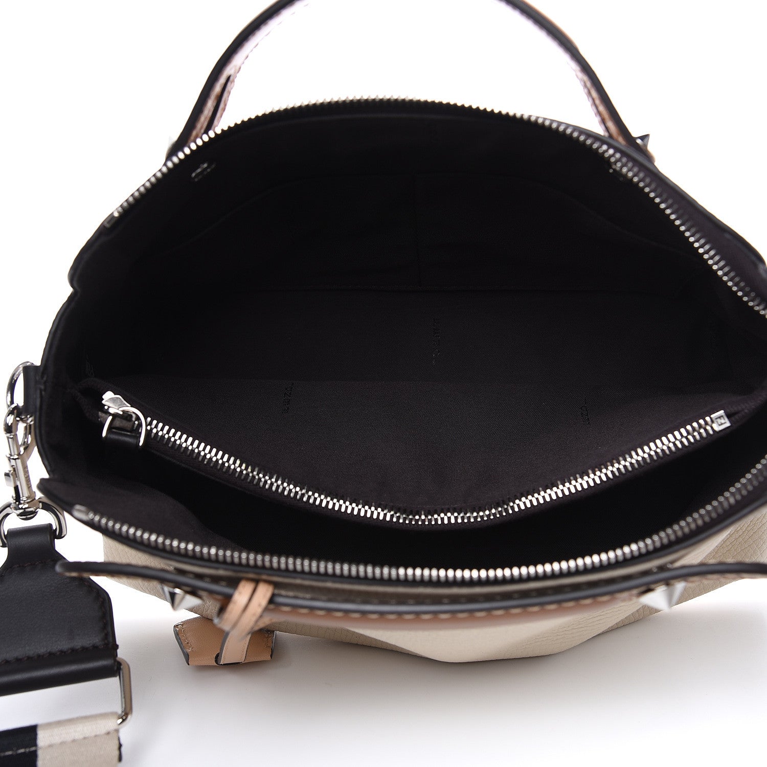 Fendi Vitello Sierra Morfeus Dolce Striped Strap Medium By The Way Boston Bag Camelia Ebano Multicolor 5 of 9