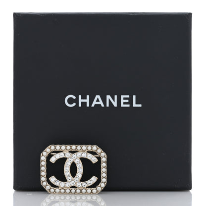 Chanel Pearl Crystal CC Square Brooch Gold 5 of 5