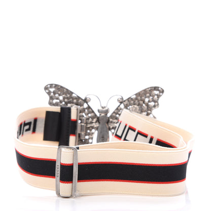Gucci Jacquard Crystal Stripe Butterfly Belt 75 30 White 2 of 6