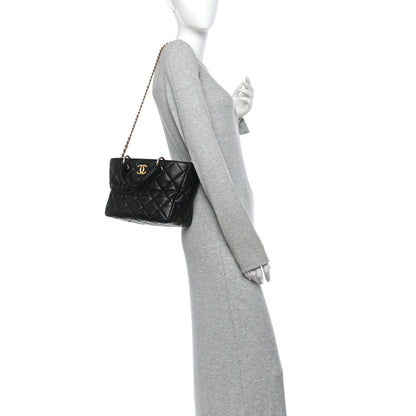 Chanel Lambskin Quilted Small Top Handle Shopping Bag Black 3 of 19