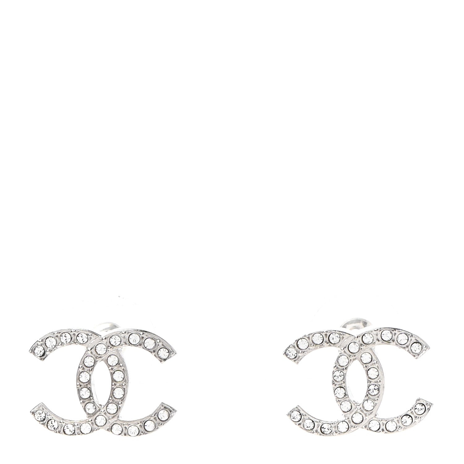 Chanel Crystal CC Earrings Silver 1 of 4