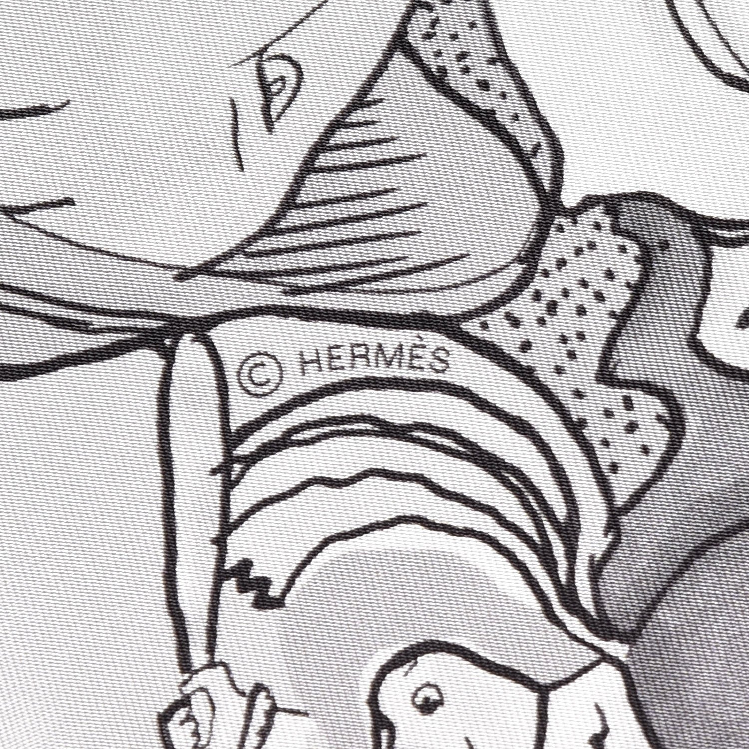 Hermes Silk Metamorphoses Par Paris Scarf 90 Gris Perle White Gris 4 of 5