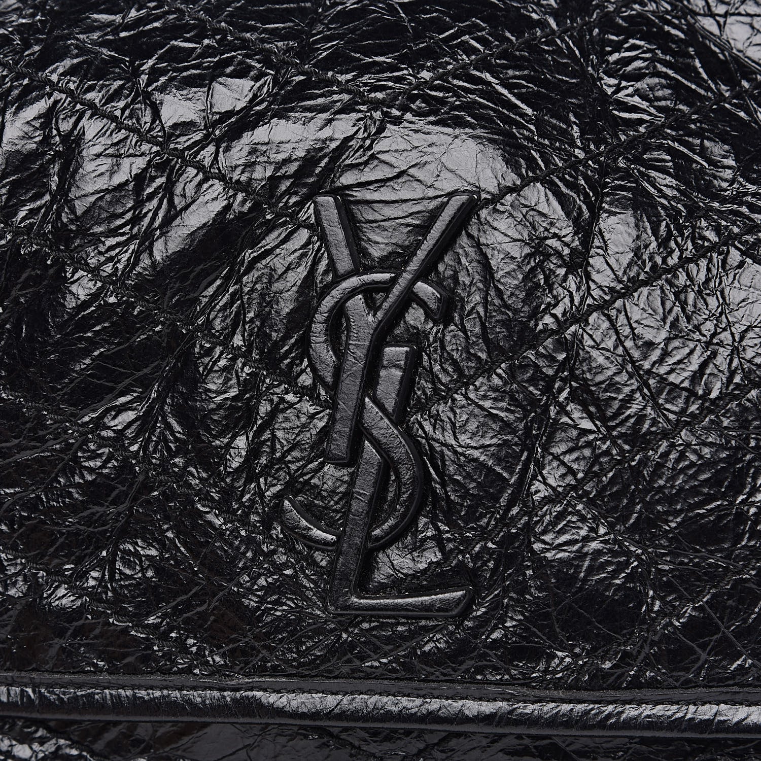 Saint Laurent Crinkled Calfskin Matelasse Monogram Medium Niki Chain Satchel Black 10 of 11