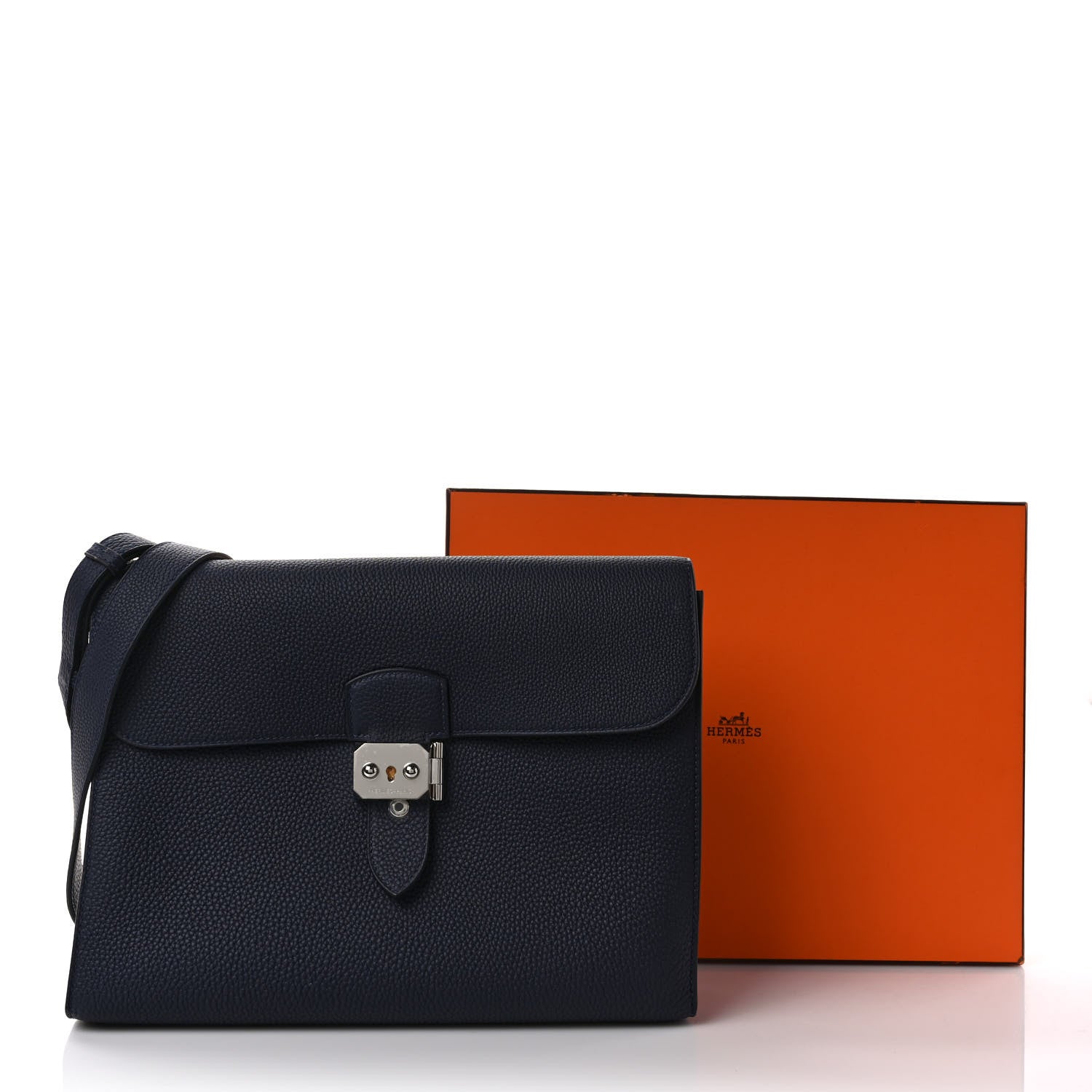 Hermes Togo Sac A Depeches 29 Messenger Bag Bleu Nuit 10 of 10