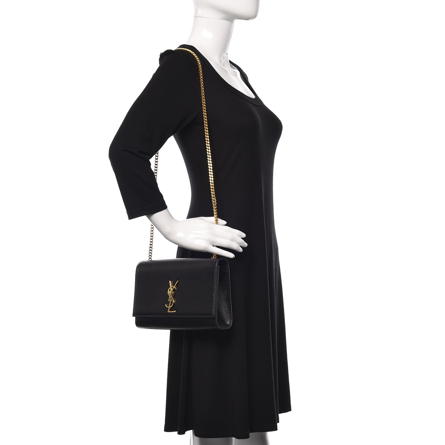 Grain De Poudre Medium Classic Monogram Kate Satchel Black