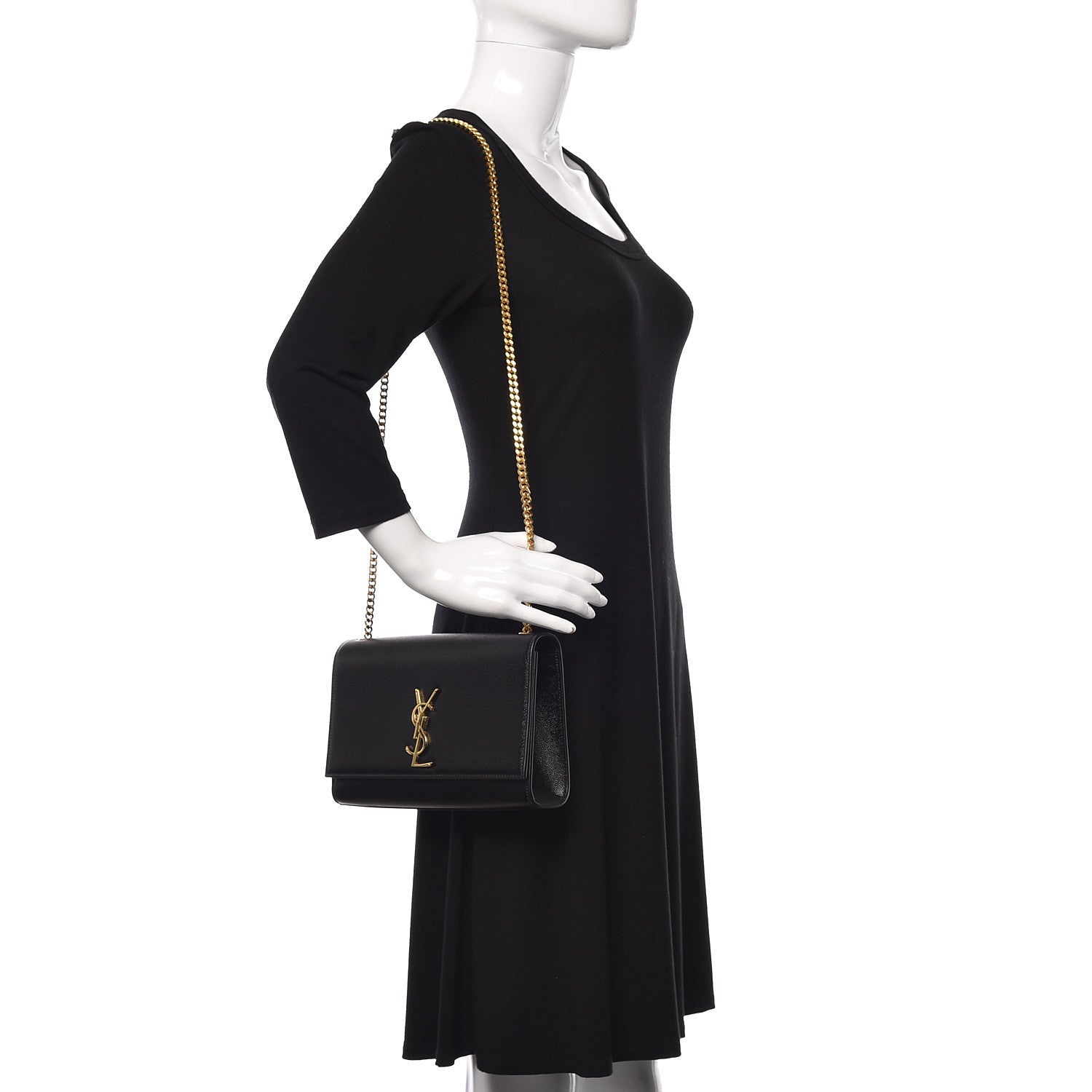 Saint Laurent Grain De Poudre Medium Classic Monogram Kate Satchel Black 2 of 9