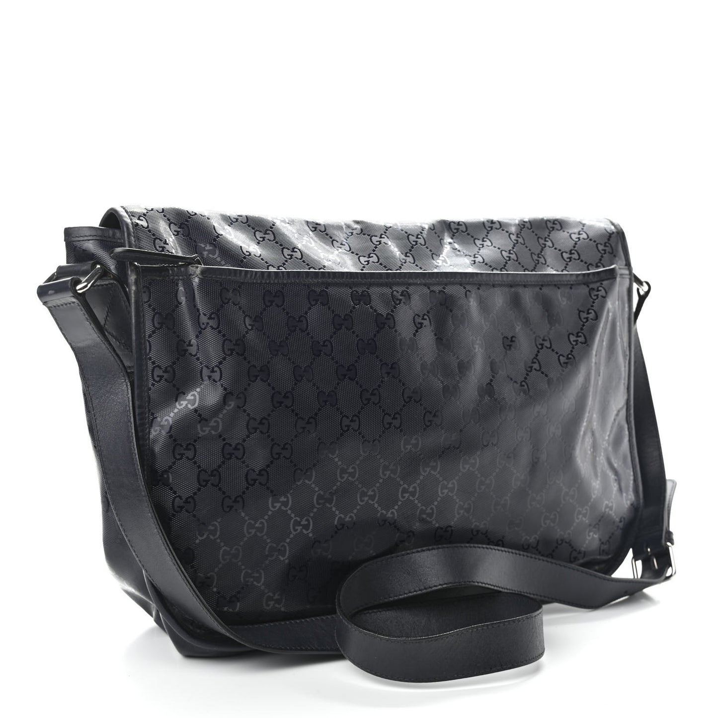 Imprime Monogram Large Double Buckle Flap Messenger Bag Black