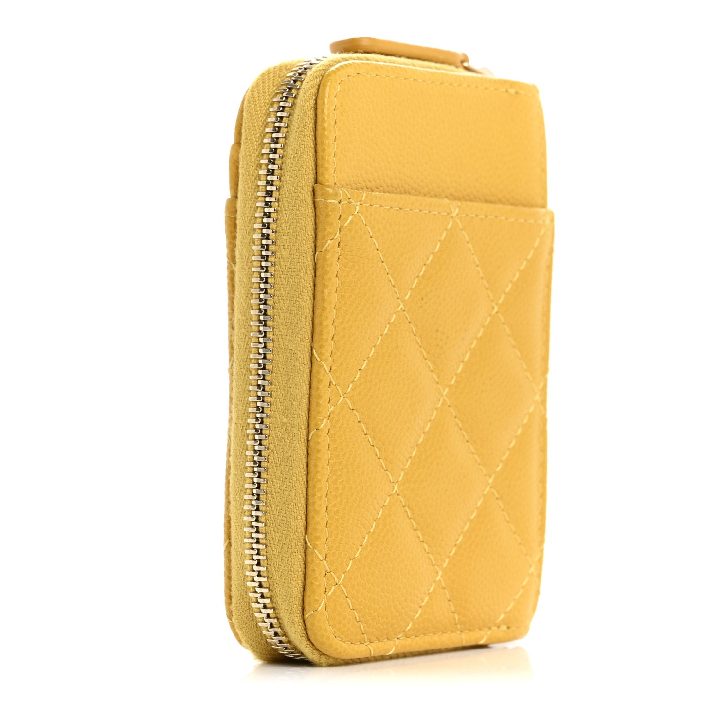 Caviar Quilted Zip Card Holder Yellow